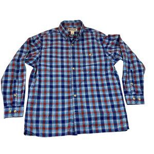 Duluth Men's Shirt M Relaxed Fit Red/Blue Plaid Button-Up